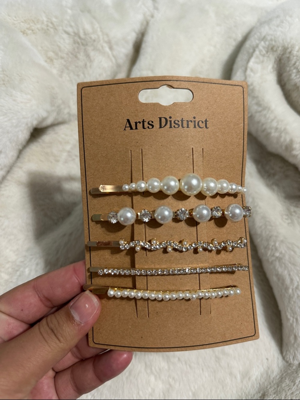 Arts District Pearl & Crystal Hair Clip Set - Gold